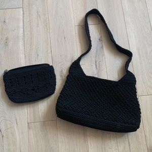 Liz Claiborne black crochet style purse & wallet